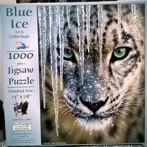 *SOLD* Blue Ice Snow Leopard 1000 piece jigsaw puzzle difficult & rewarding